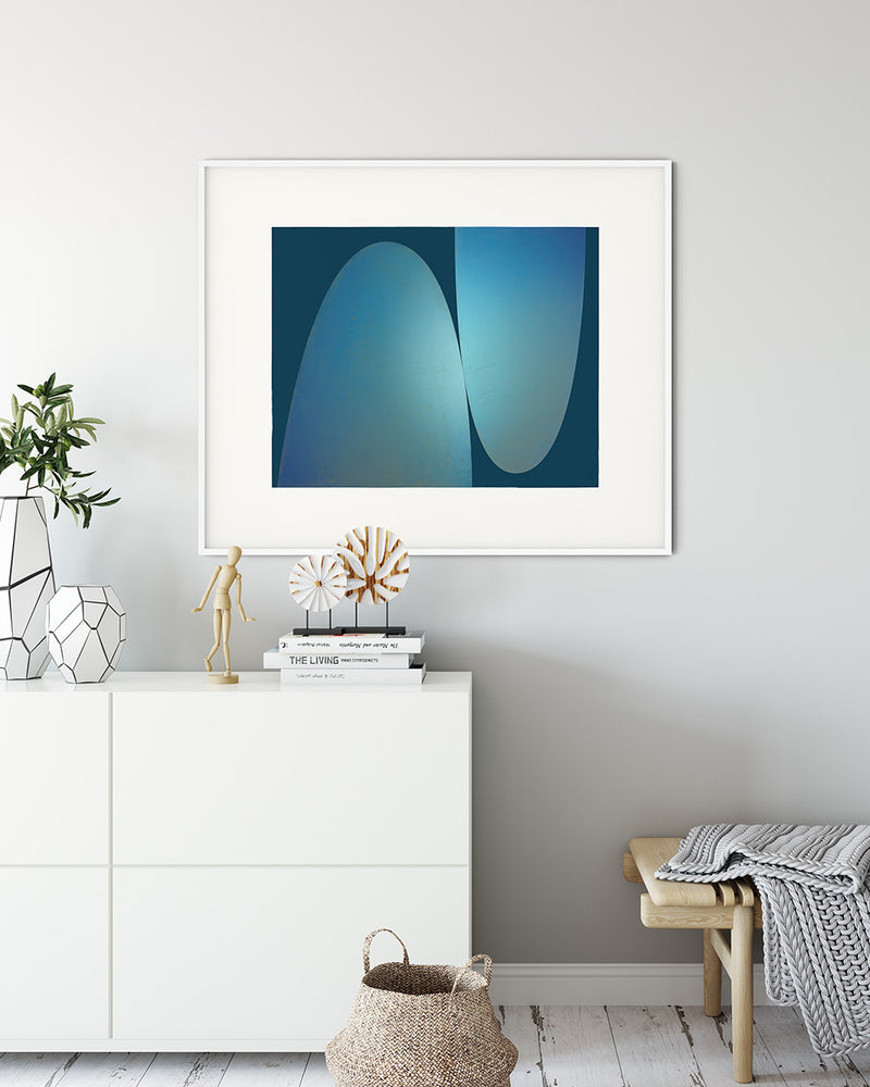 'A Glance in the Night' Print over a gorgeously styled cabinet.