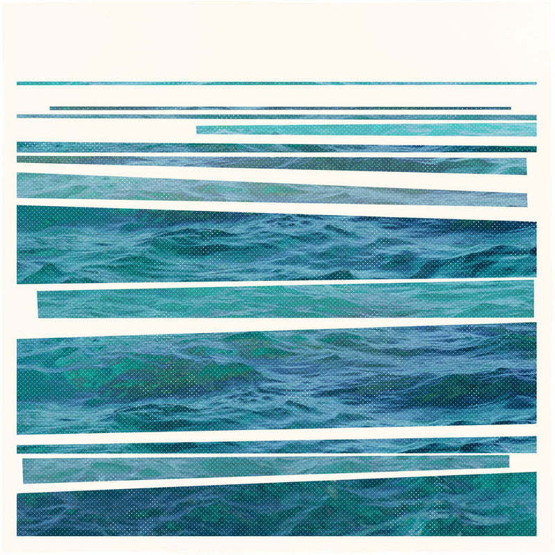 Detail of ‘Syncopated Shore’, a striking graphic print of the rhythm of waves breaking on the shore, by Janet Taylor | Household Art.