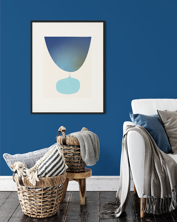 Flow Print by Janet Taylor on a Pantone Classic Blue Wall