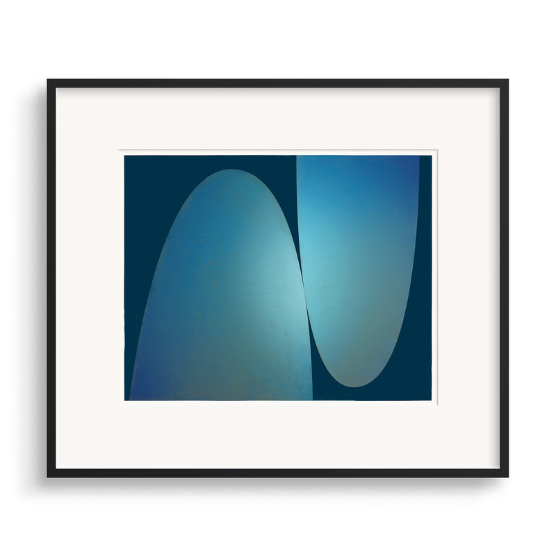 Black framed print of A Glance in the Night, a modern abstract print by Janet Taylor.