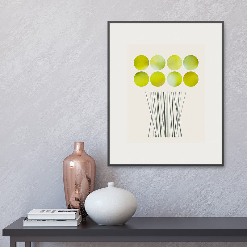 Bouquet fine art print in a dark frame on a light wall by Janet Taylor | Household Art.    