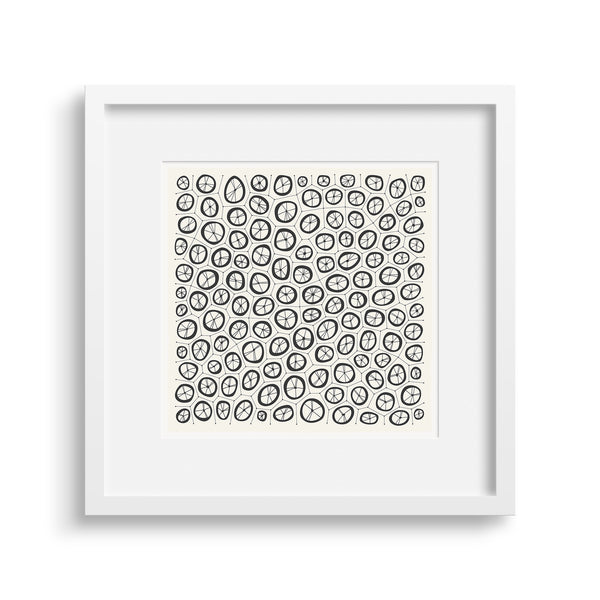 White framed version of Coral Graphic Fine Art Print by Janet Taylor | Household Art.