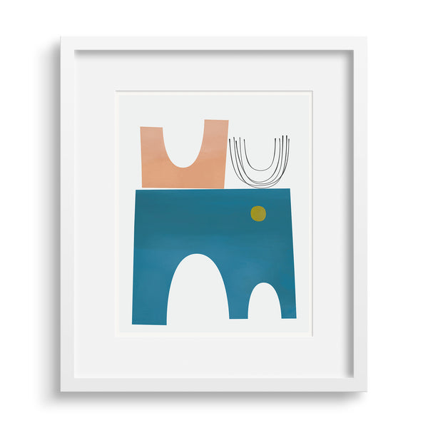 Faraway Places print by Janet Taylor in a white frame.