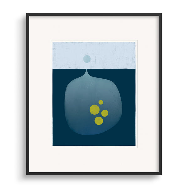 Black framed print of Patience, a colorful modern fine art print by Janet Taylor.