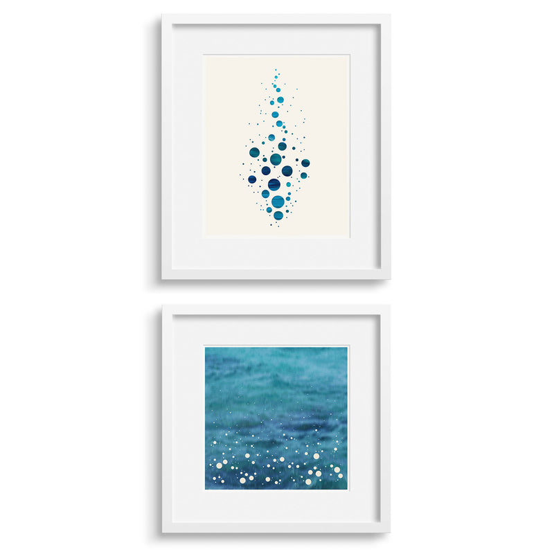 A pair of abstract modern prints, Splash and Spray by Janet Taylor, Household Art.