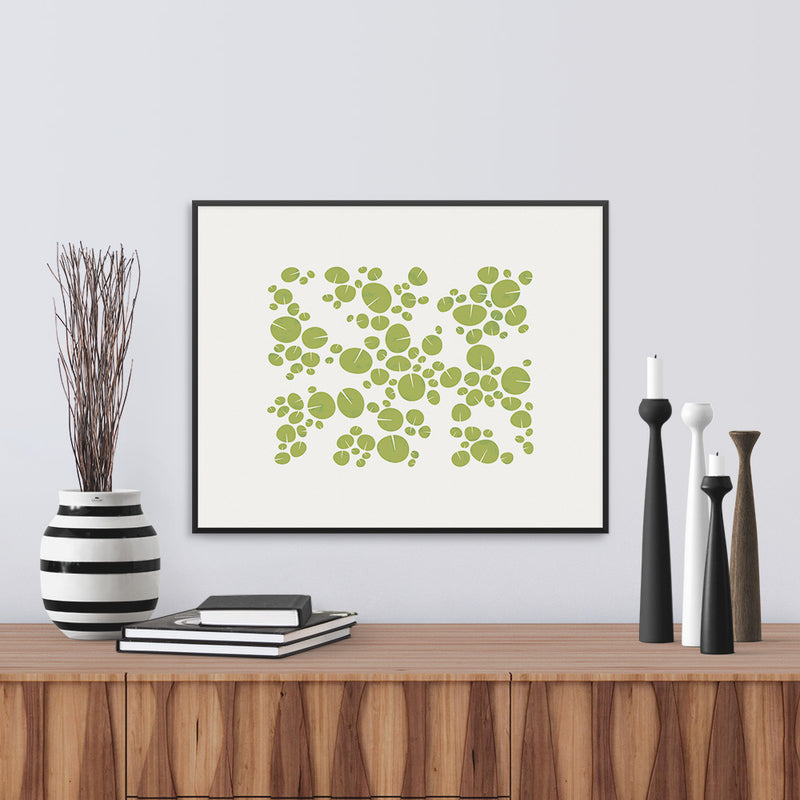Framed view of Fractal, a fine art print of waterlilies. Limited Edition Archival print by Janet Taylor | Household Art.