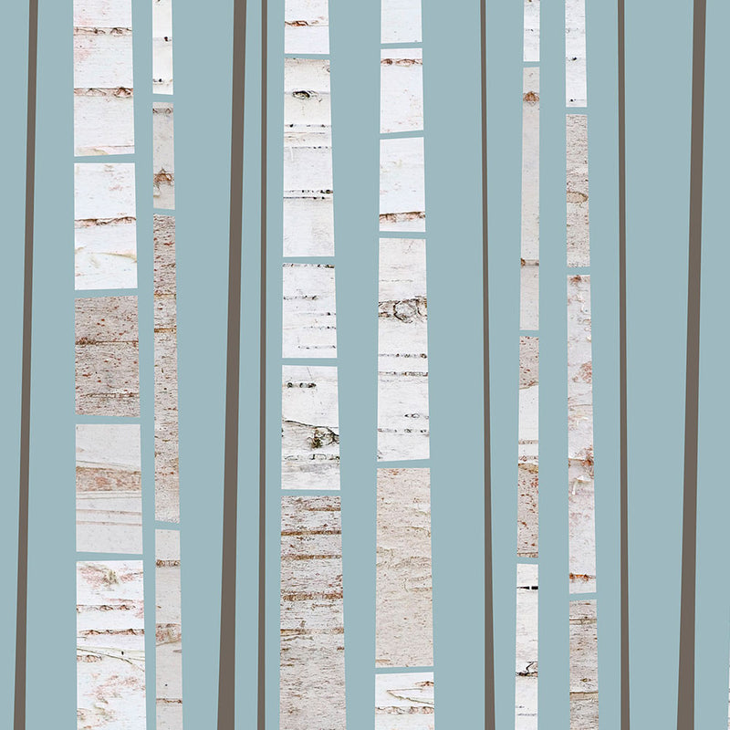 Detail of a graphic fine art print of a grove of birch trees, by Janet Taylor | Household Art.