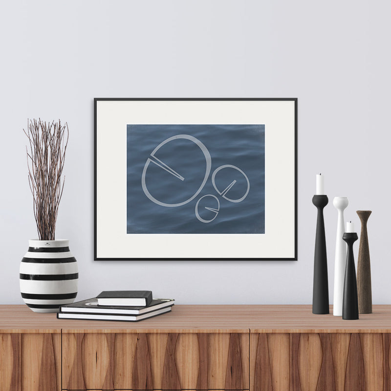 Modern graphic interpretation of the shape of a waterlily leaves. Archival fine art print by Janet Taylor | Household Art.