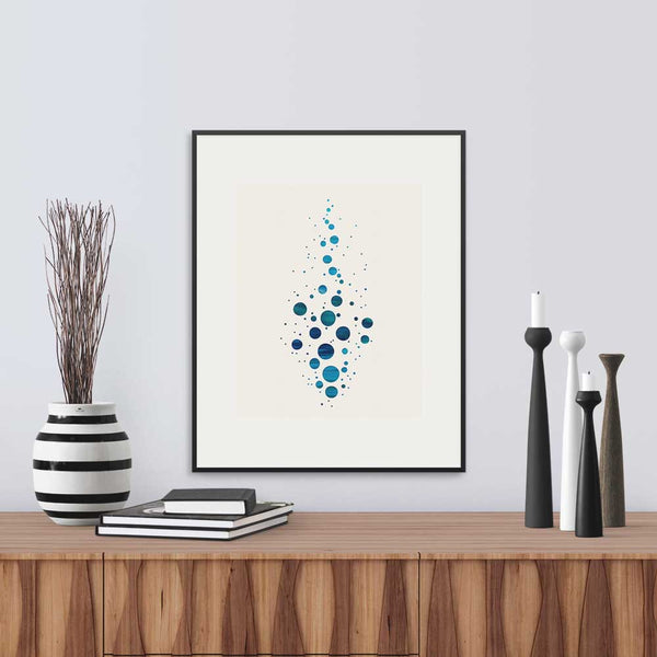 Framed version of Splash, a modern graphic inspired by the pattern of rain on a window by the sea, by Janet Taylor | Household Art.