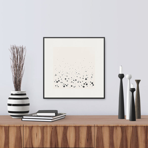 Framed version of ‘Spray Graphic’, a graphic abstract of the sea as it crashes into the shore. Limited Edition Print by Janet Taylor | Household Art.